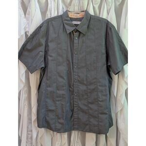 Calvin Klein Men's Size Large Gray 100% Cotton Short Sleeve Button Up